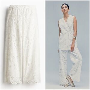 NWT H&M Ramadan limited edition SZ M embroidered eyelet white pants